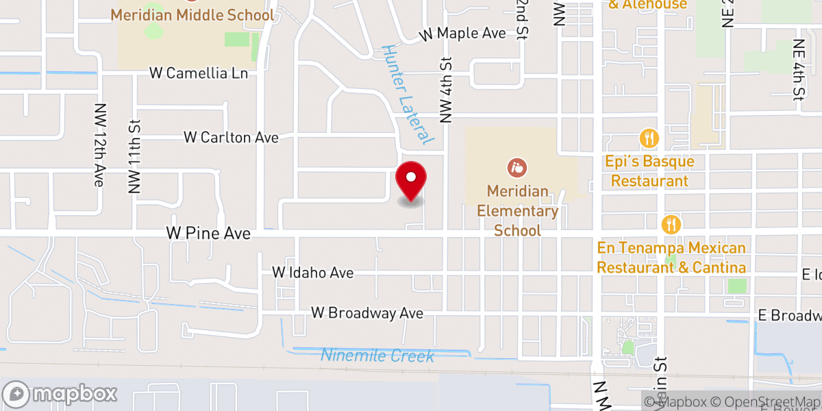 Map showing location of Meridian First Baptist Church