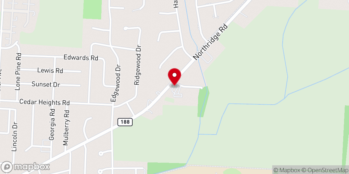 Map showing location of Northridge Church of Christ