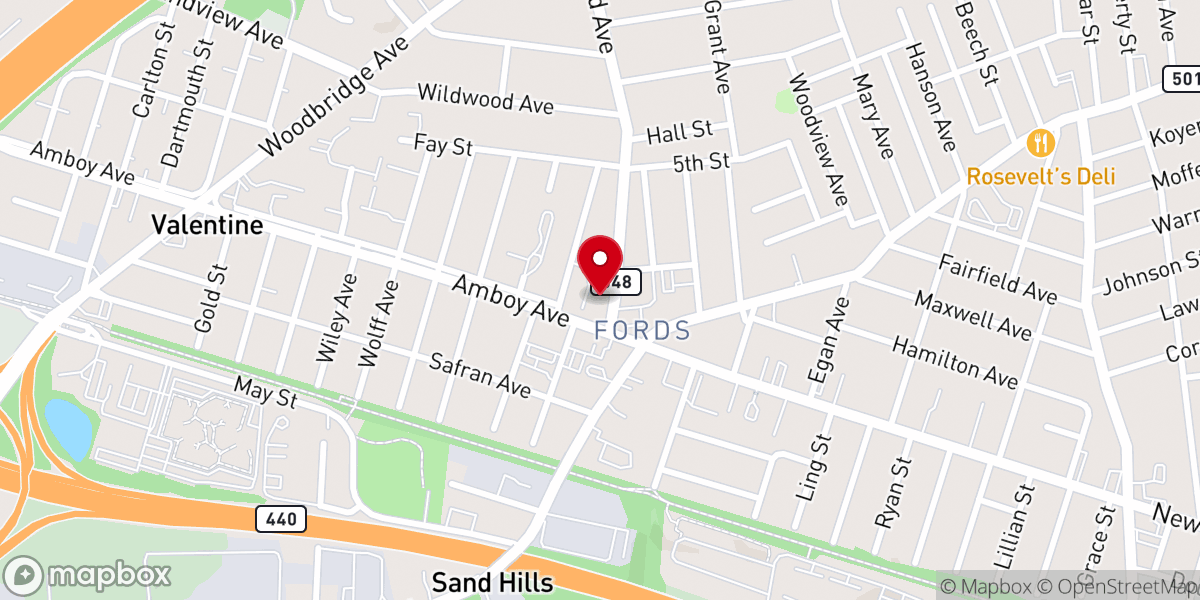 Map showing location of Our Lady of Peace Church Fords NJ