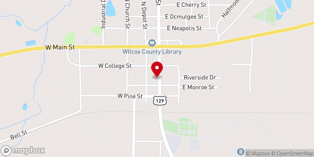 Map showing location of Abbeville Christian Church