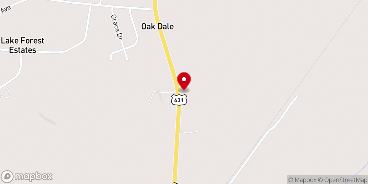 Map showing location of Northside Baptist Church