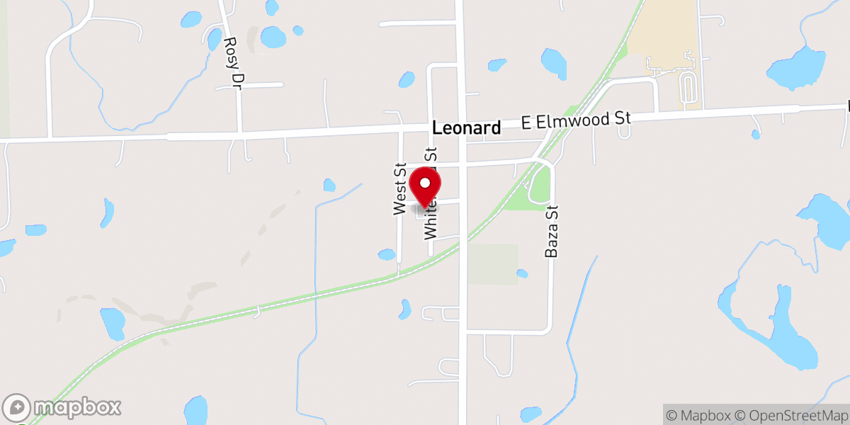 Map showing location of Leonard Community BIC Church