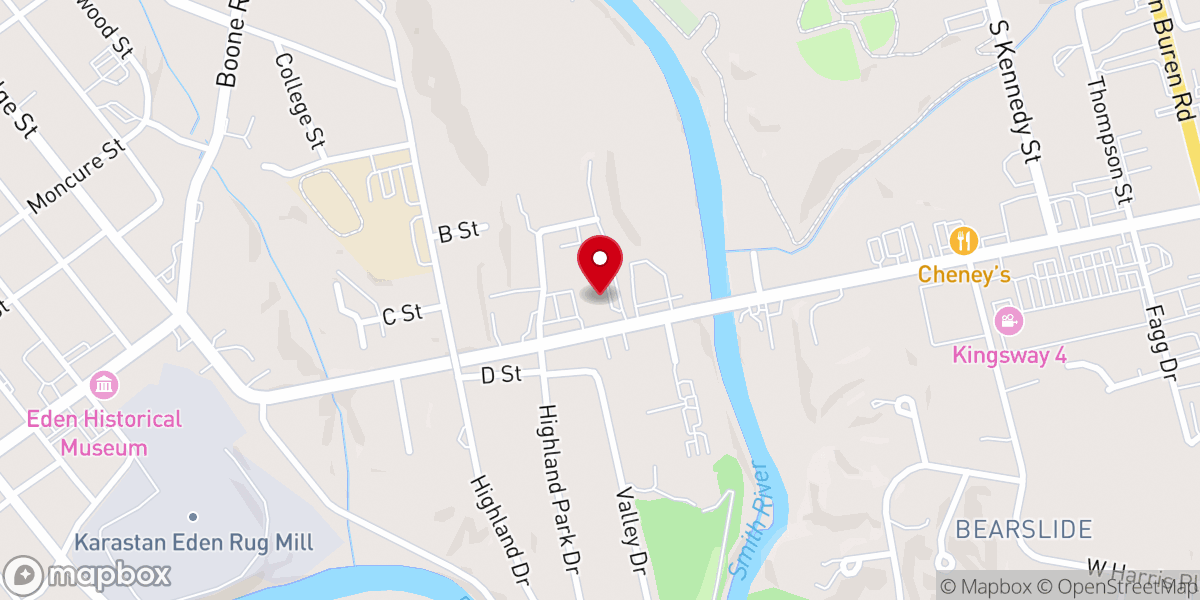 Map showing location of Kings Highway Christian Church