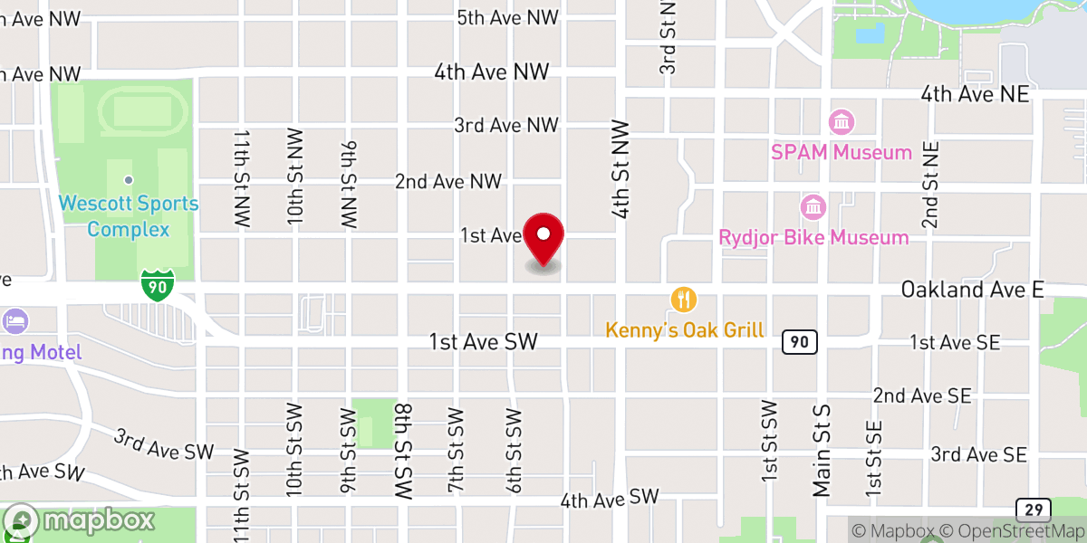 Map showing location of Godfather's Pizza