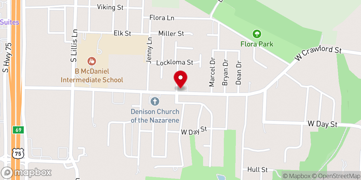 Map showing location of God's House of Faith & Worship