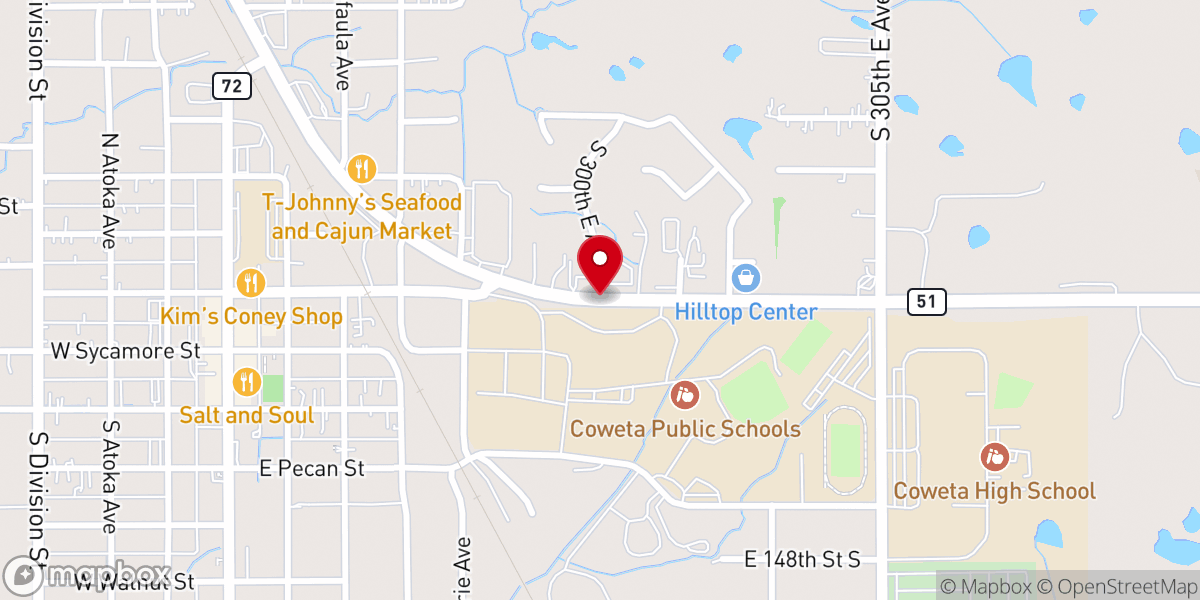 Map showing location of Coweta All-Around Cowboy Church
