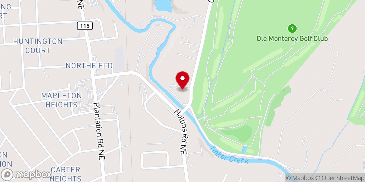 Map showing location of Hollins Road Baptist Church