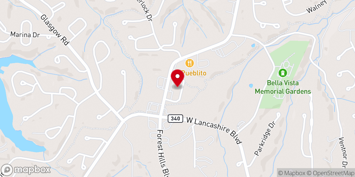 Map showing location of Bella Vista Assembly of God