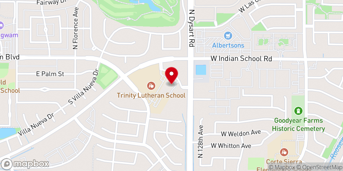 Map showing location of Litchfield Park First Baptist Church