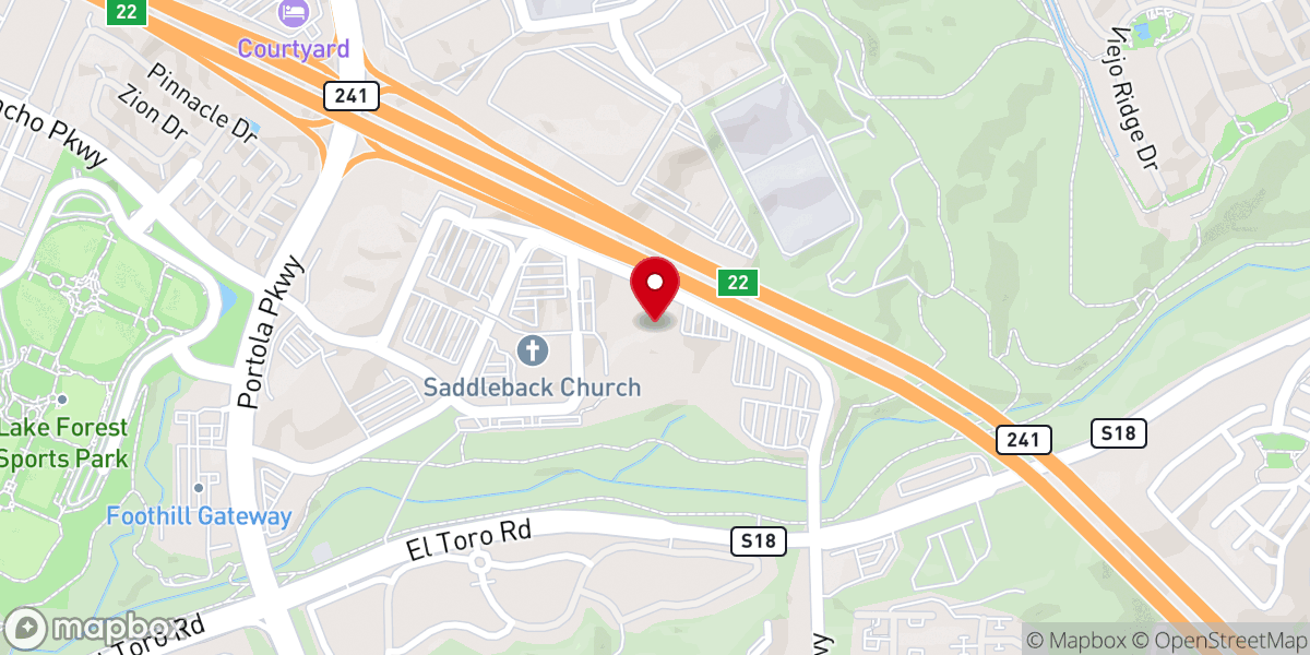 Map showing location of Saddleback Church - Plaza Building