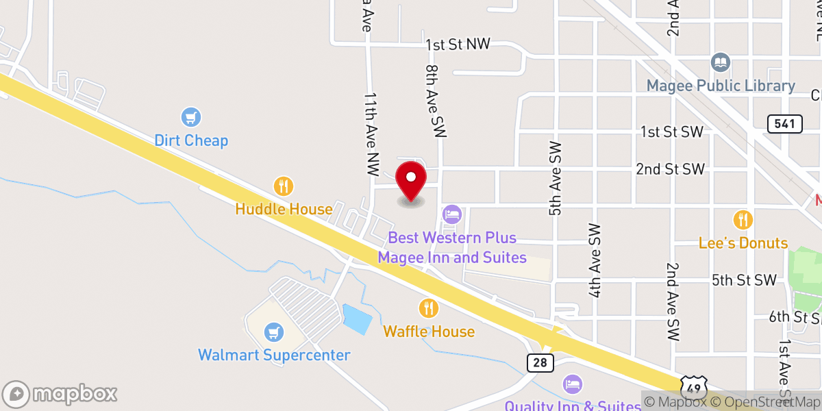 Map showing location of Magee Church of Christ