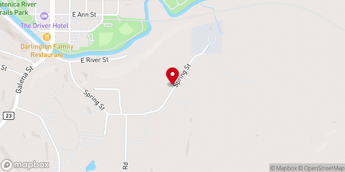 Map showing location of Darlington Food Pantry- Lafayette County