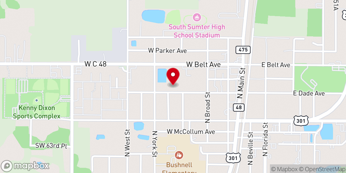 Map showing location of Bushnell Church of Christ