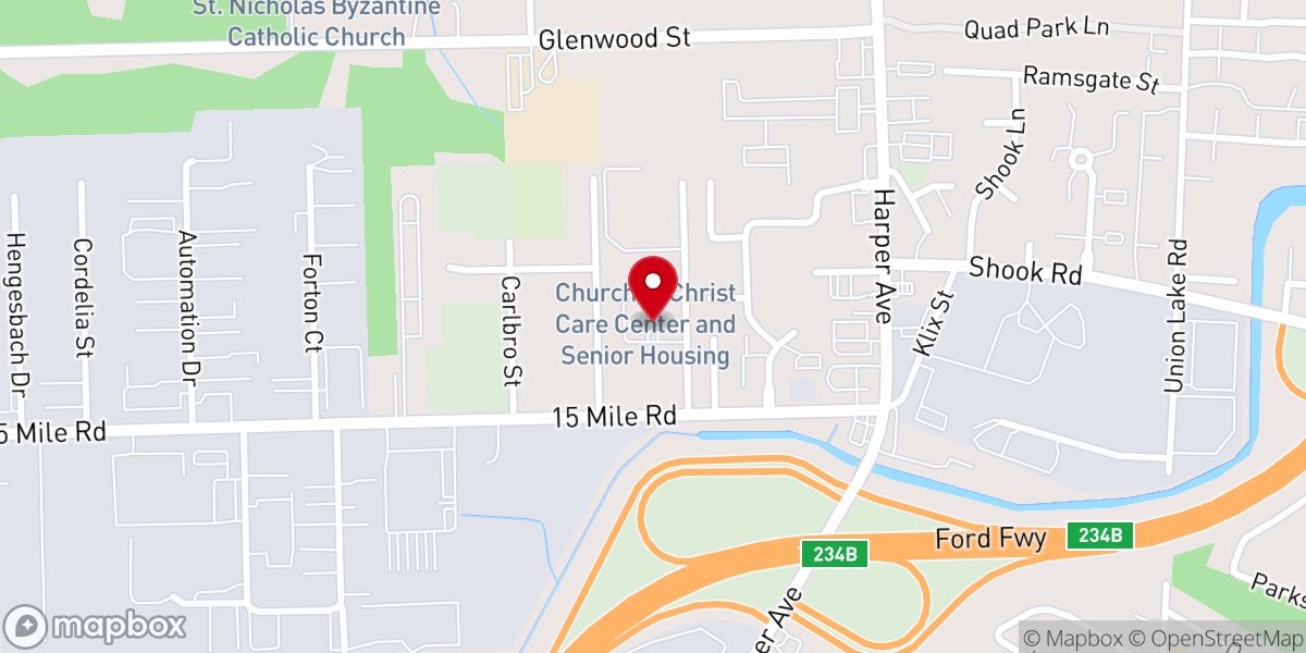 Map showing location of Church of Christ Assisted Living