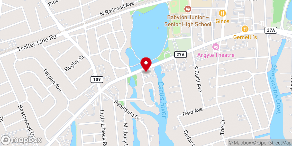 Map showing location of Babylon Masonic Lodge No. 793 F. & A. M.