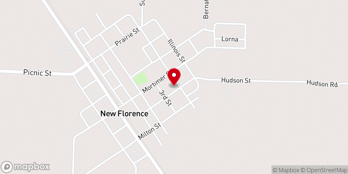 Map showing location of New Florence Baptist Church
