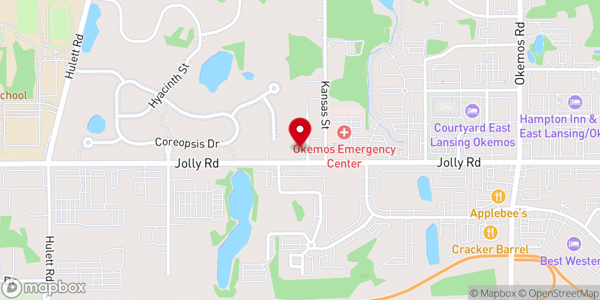 Map showing location of Okemos South Church