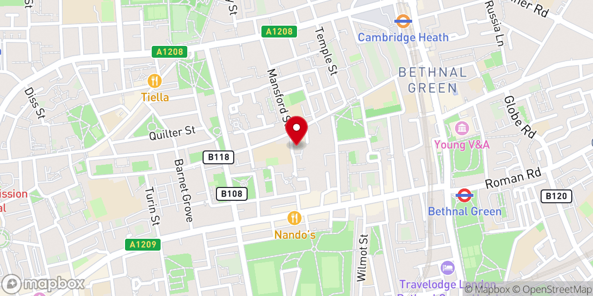 Map showing location of Mansford Street Unitarian Church