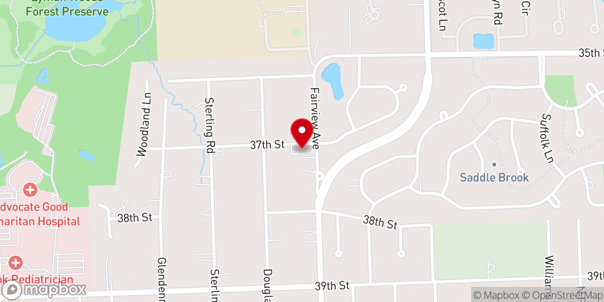 Map showing location of Downers Grove All Nations Fellowship SDA Church