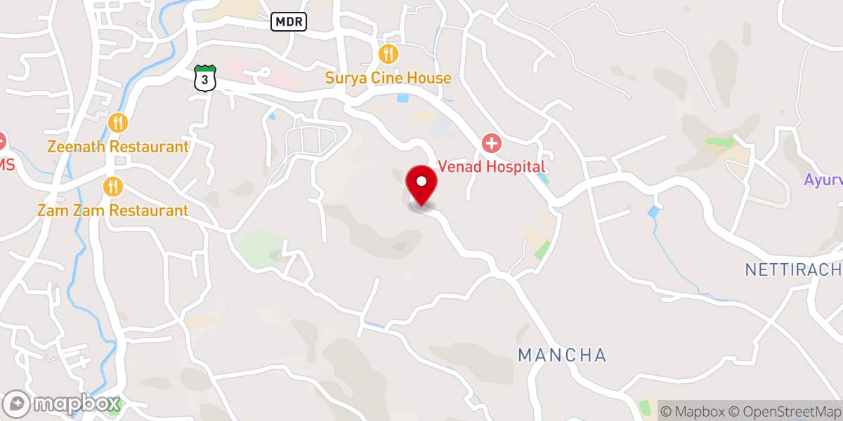 Map showing location of Central Lutheran Church ( I.E.L.C ) Mancha, Nedumangad