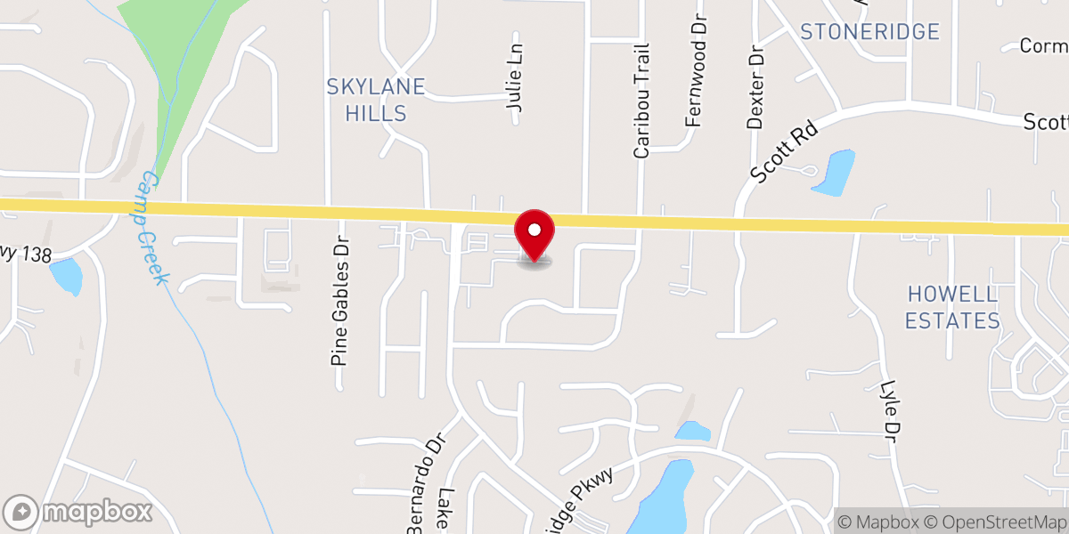 Map showing location of Christ Embassy Church, Atlanta.