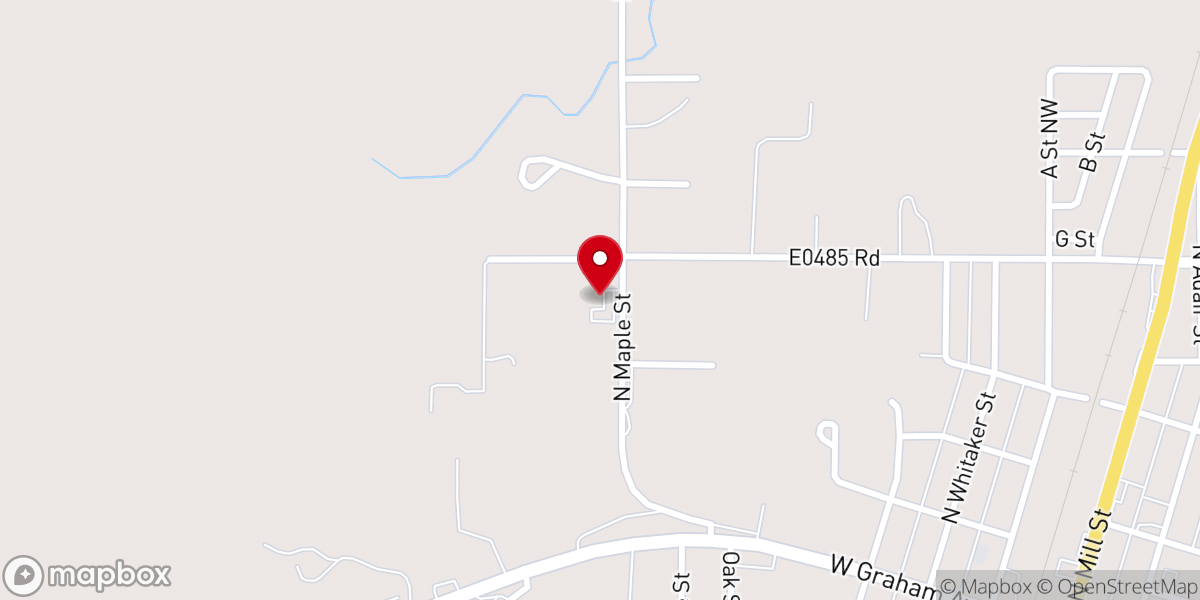 Map showing location of Westside Freewill Baptist Church