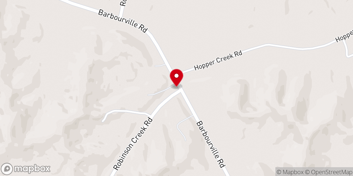 Map showing location of Robinson Creek Baptist Church