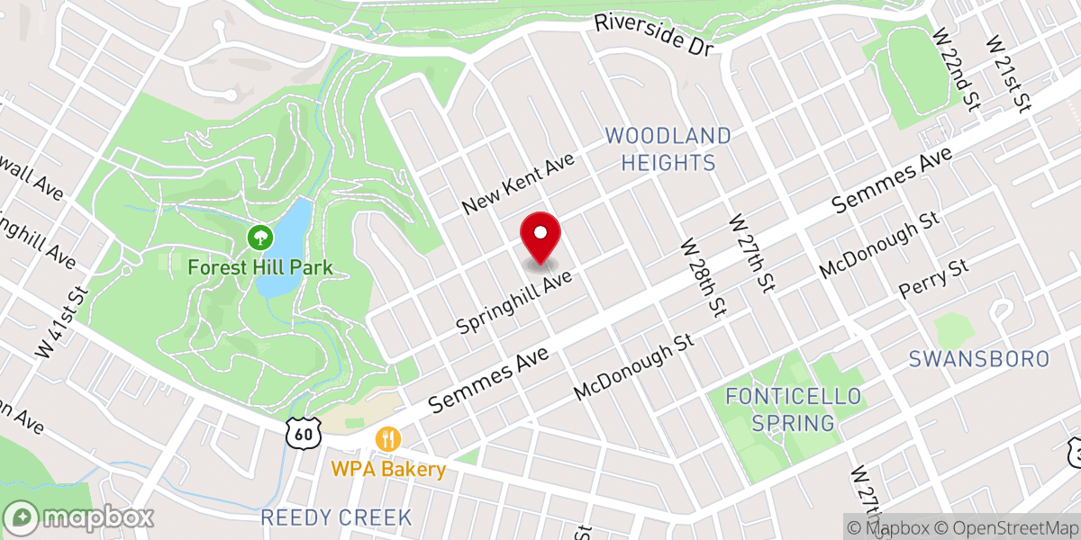 Map showing location of Woodland Heights Baptist Church
