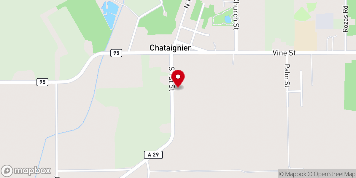 Map showing location of First Baptist Church of Chataignier