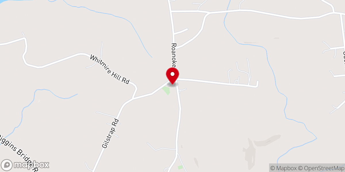 Map showing location of Roanoke Baptist Church