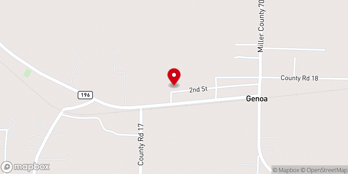 Map showing location of First Baptist Church Genoa