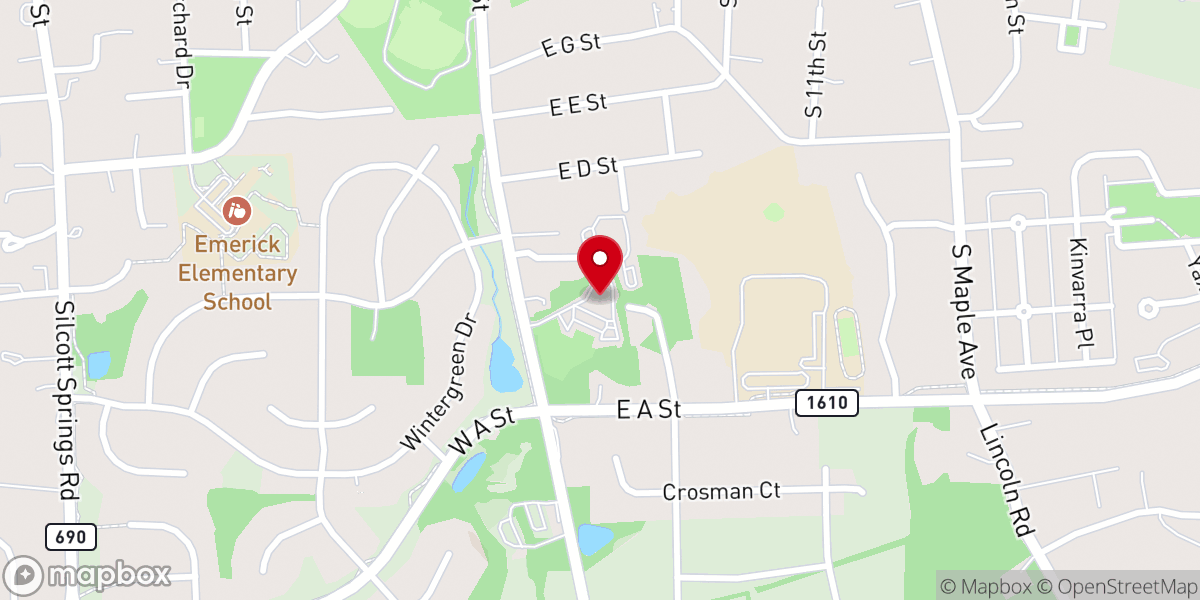 Map showing location of Blue Ridge Bible Church