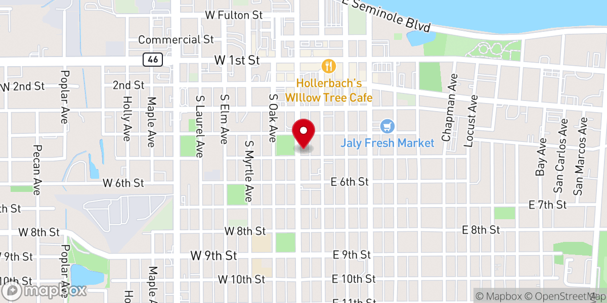Map showing location of First United Methodist Church of Sanford