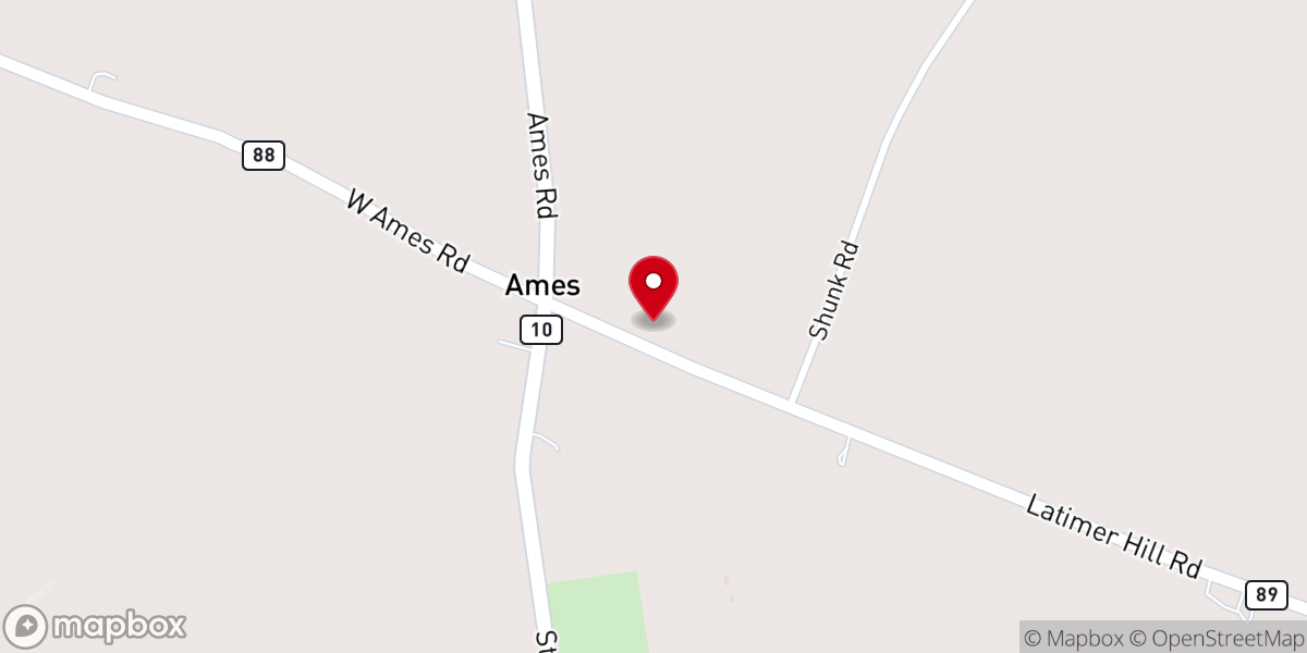 Map showing location of Ames-Sprout Brook United Methodist Church