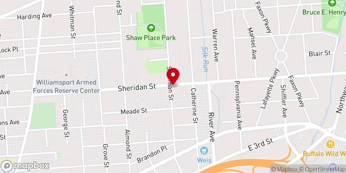 Map showing location of Williamsport Assembly of God
