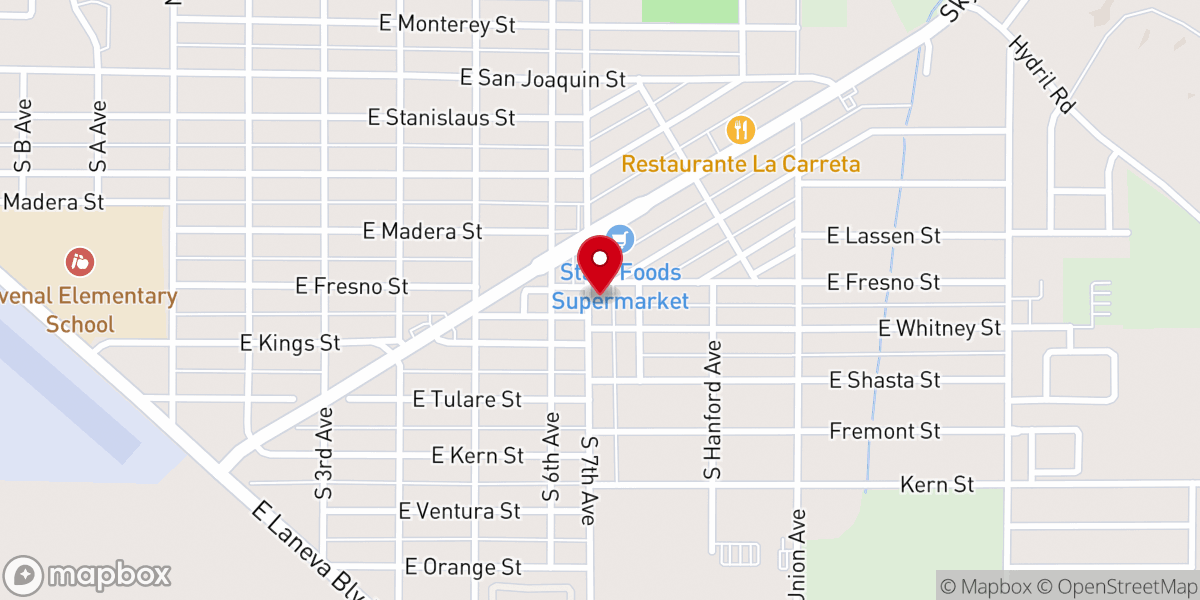 Map showing location of Avenal Assembly of God