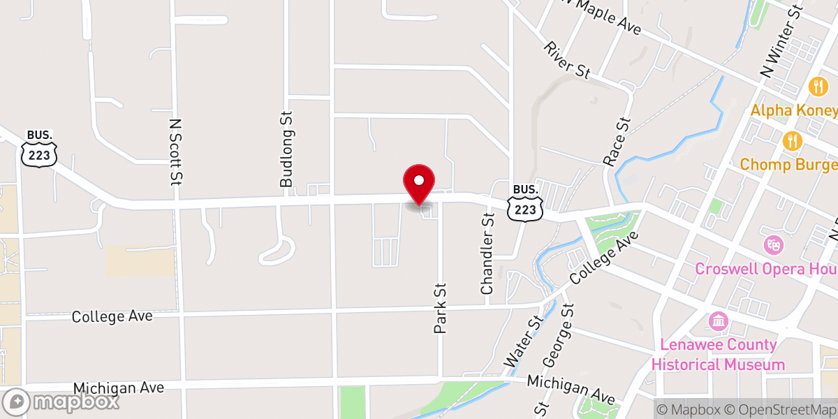 Map showing location of Adrian Church of Christ
