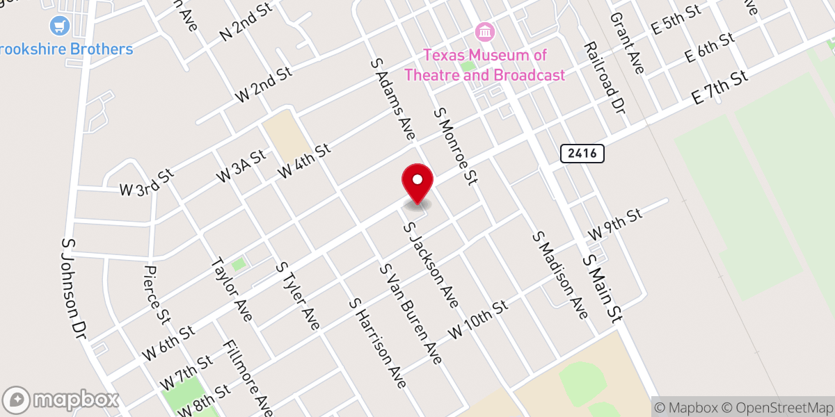 Map showing location of First Baptist Church of McGregor