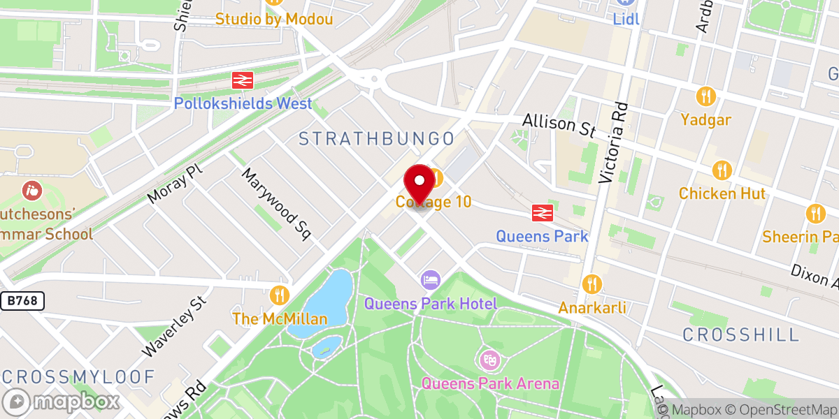 Map showing location of Queens Park Baptist Church