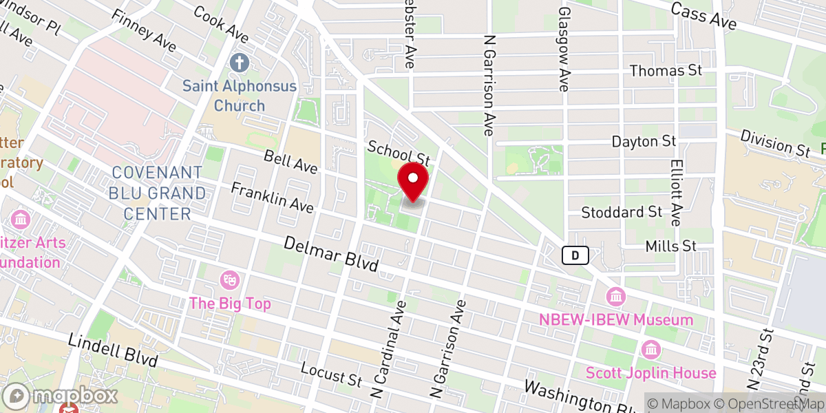 Map showing location of First Baptist Church-St Louis