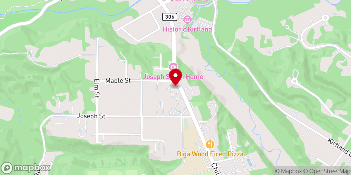 Map showing location of Kirtland Temple