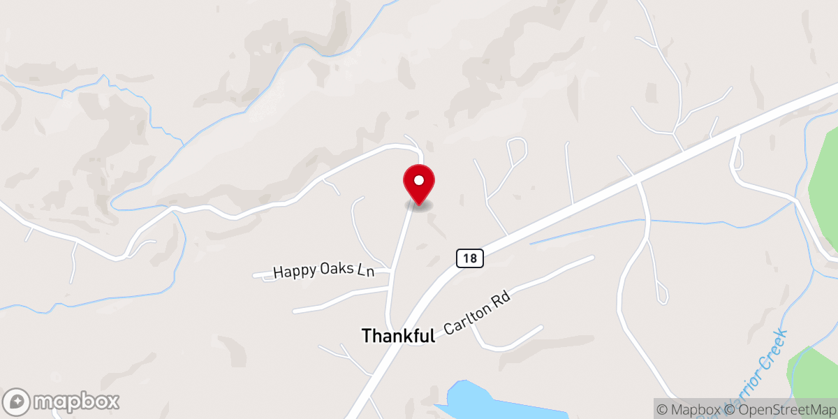 Map showing location of Thankful Baptist Church