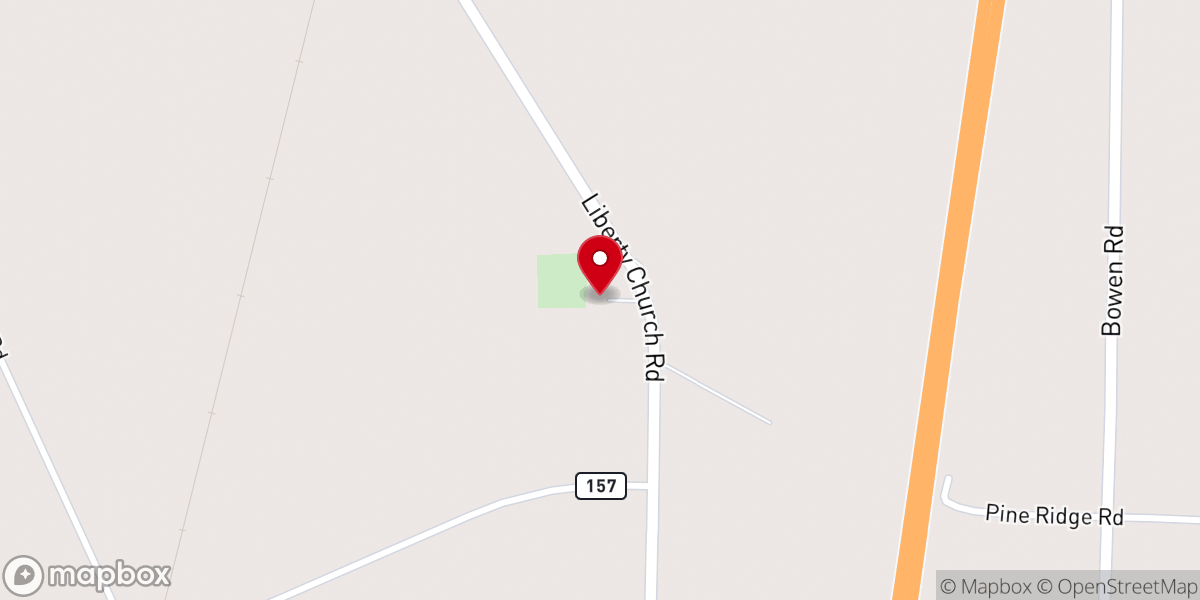 Map showing location of Liberty Baptist Church