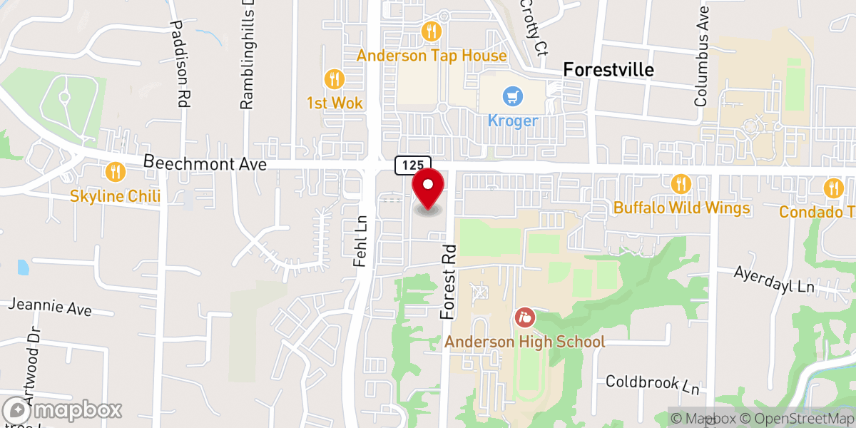 Map showing location of Anderson Hills United Methodist Church