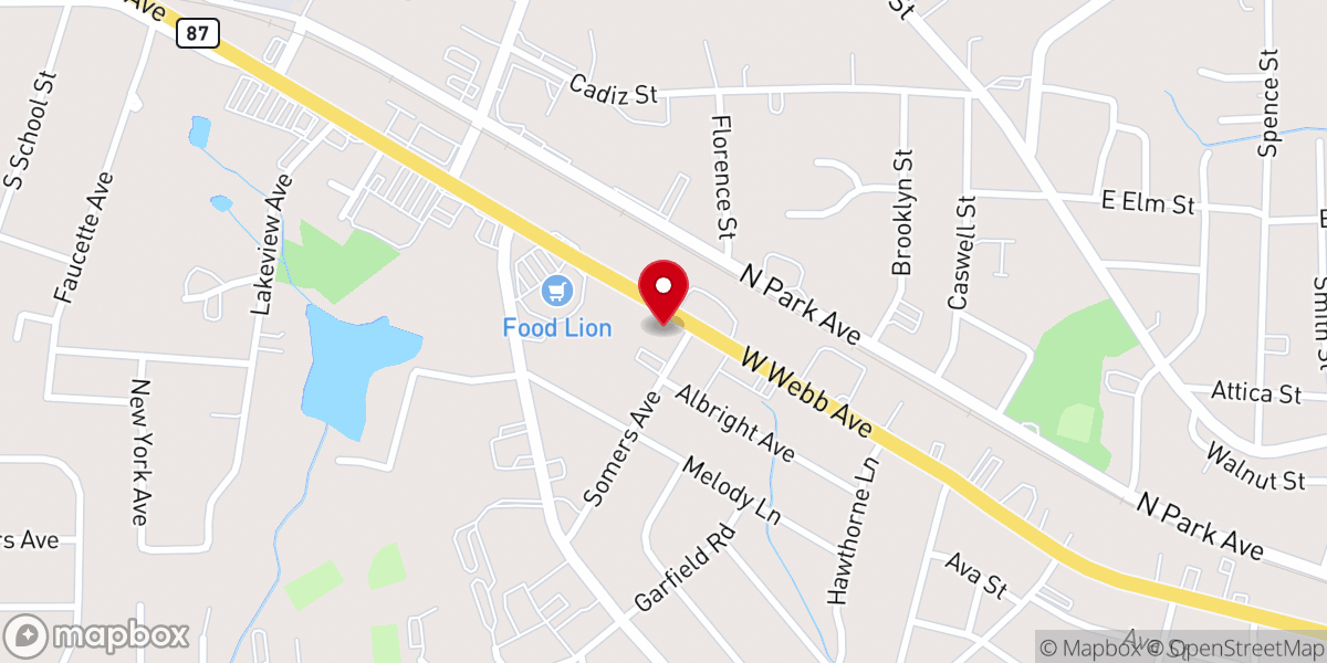 Map showing location of Burlington Baptist Church