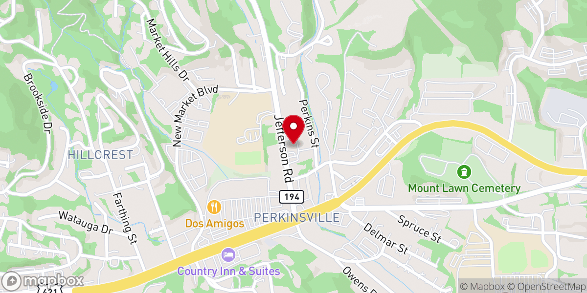 Map showing location of Perkinsville Church