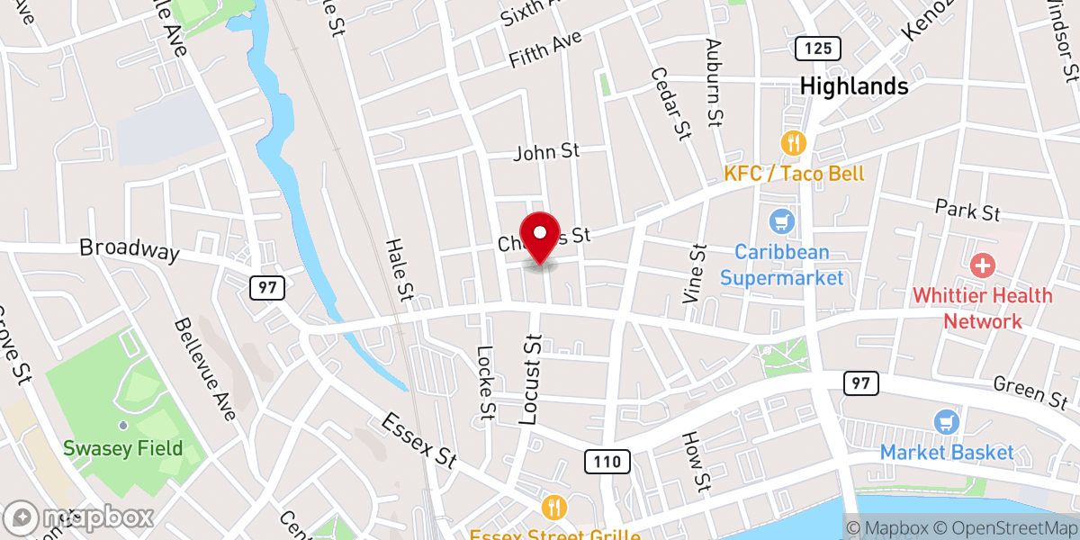 Map showing location of Collaborative Parish Office of St. John the Baptist & St. James Parishes