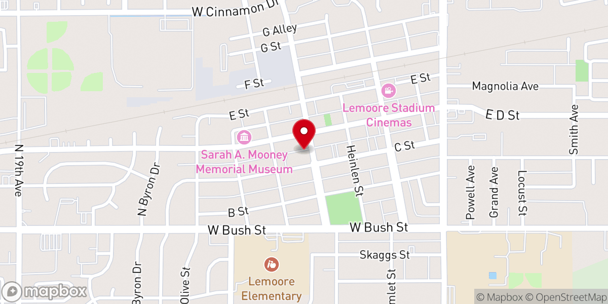 Map showing location of Lemoore Apostolic Church Tabernacle of praise