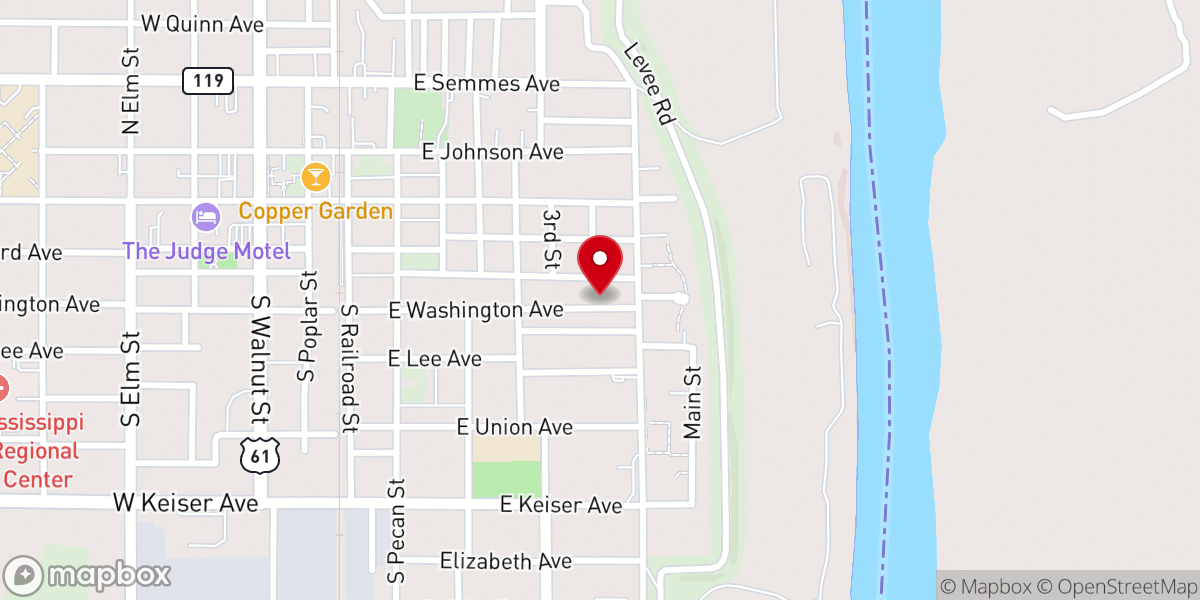 Map showing location of Eastside Baptist Church