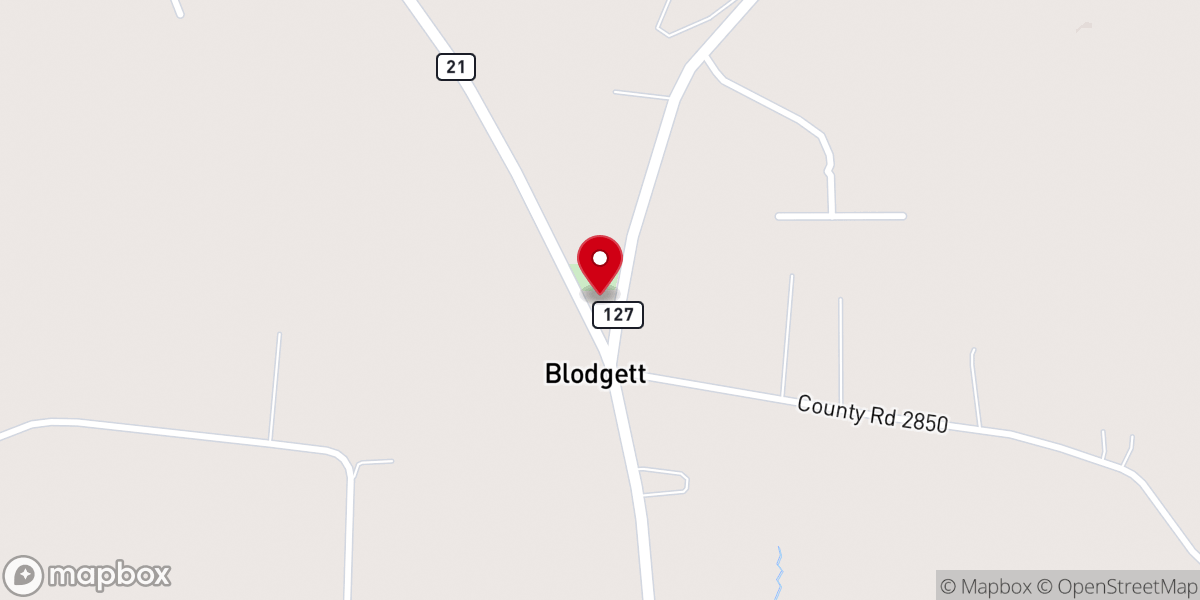 Map showing location of Blodgett Church of Christ